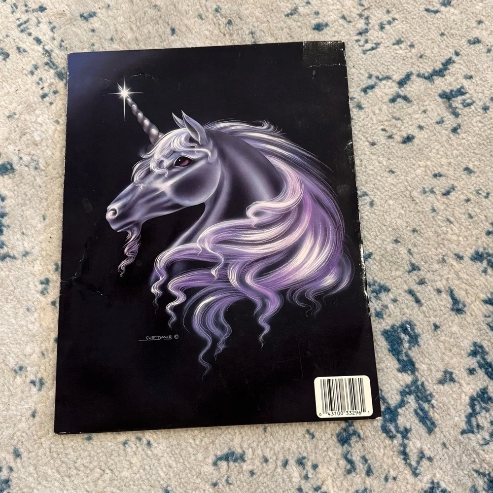 Vintage 80's Susan Sue Dawe Unicorn Portfolio Notebook Binder Folder Made USA